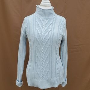 J. CREW BLUE CABLE KNIT SWEATER SIZE SMALL